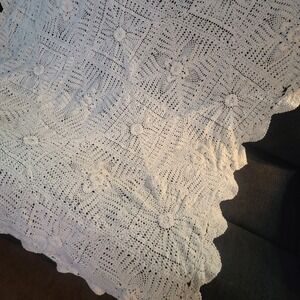 Tablecloth Crocheted Boho Kitchen Dining Room Vtg Looking Granny Square 46x60‎